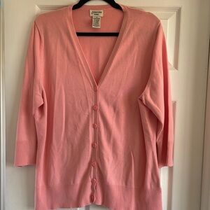 St. John's Bay Pink Cardigan Sweater Lightweight Knit